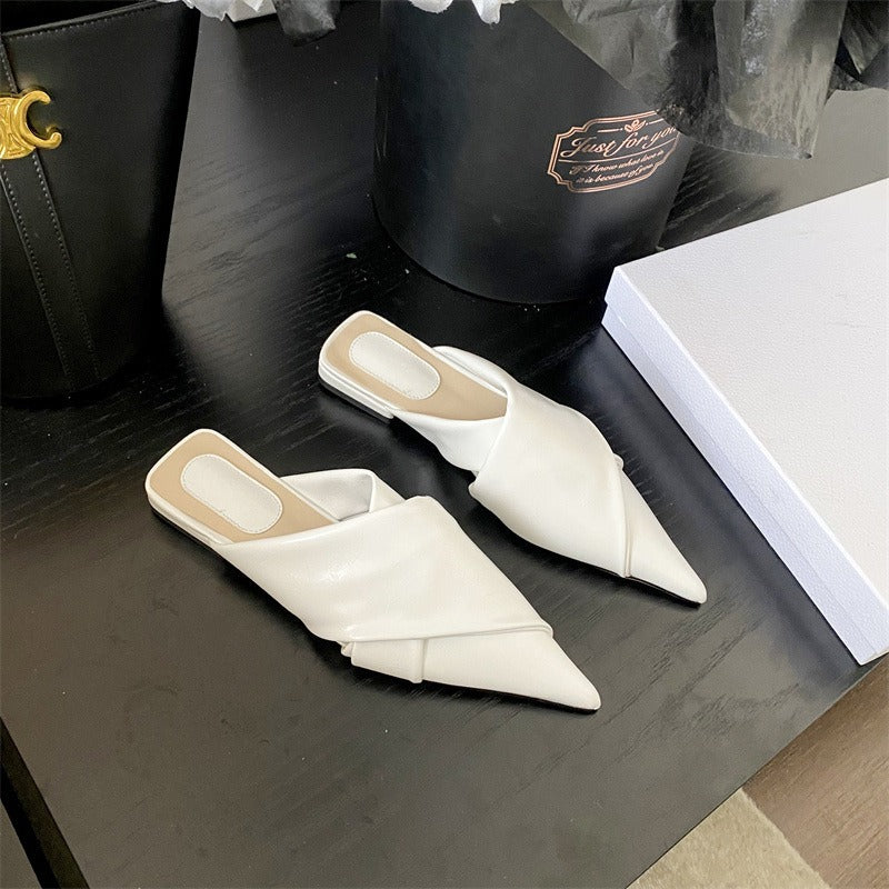 Elegant Cross-Pointed Flat Slippers with Toe Wrap | ULZZANG BELLA