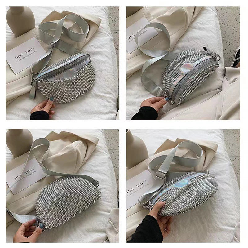 Luxury Diamond Waist Belt Bag – Chic PVC Fanny Pack for Women | ULZZANG BELLA