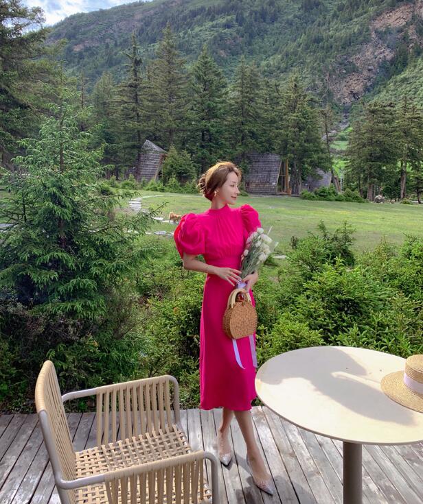 Abito di lusso con maniche a sbuffo e lacci, elegante e slanciante | ULZZANG BELLA