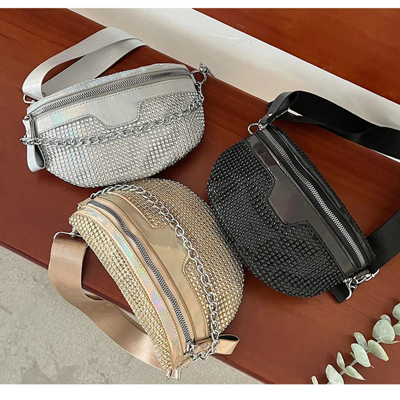 Luxury Diamond Waist Belt Bag – Chic PVC Fanny Pack for Women | ULZZANG BELLA