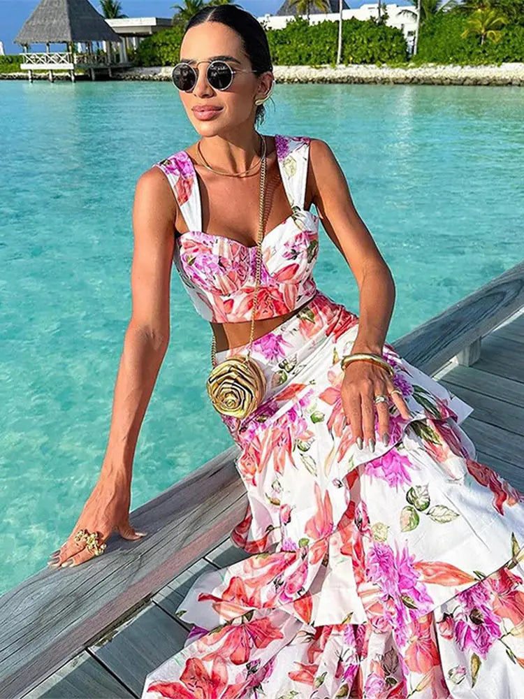 Posh 2-Piece Sleeveless Top & High Waist Skirt Set for Women | ULZZANG BELLA