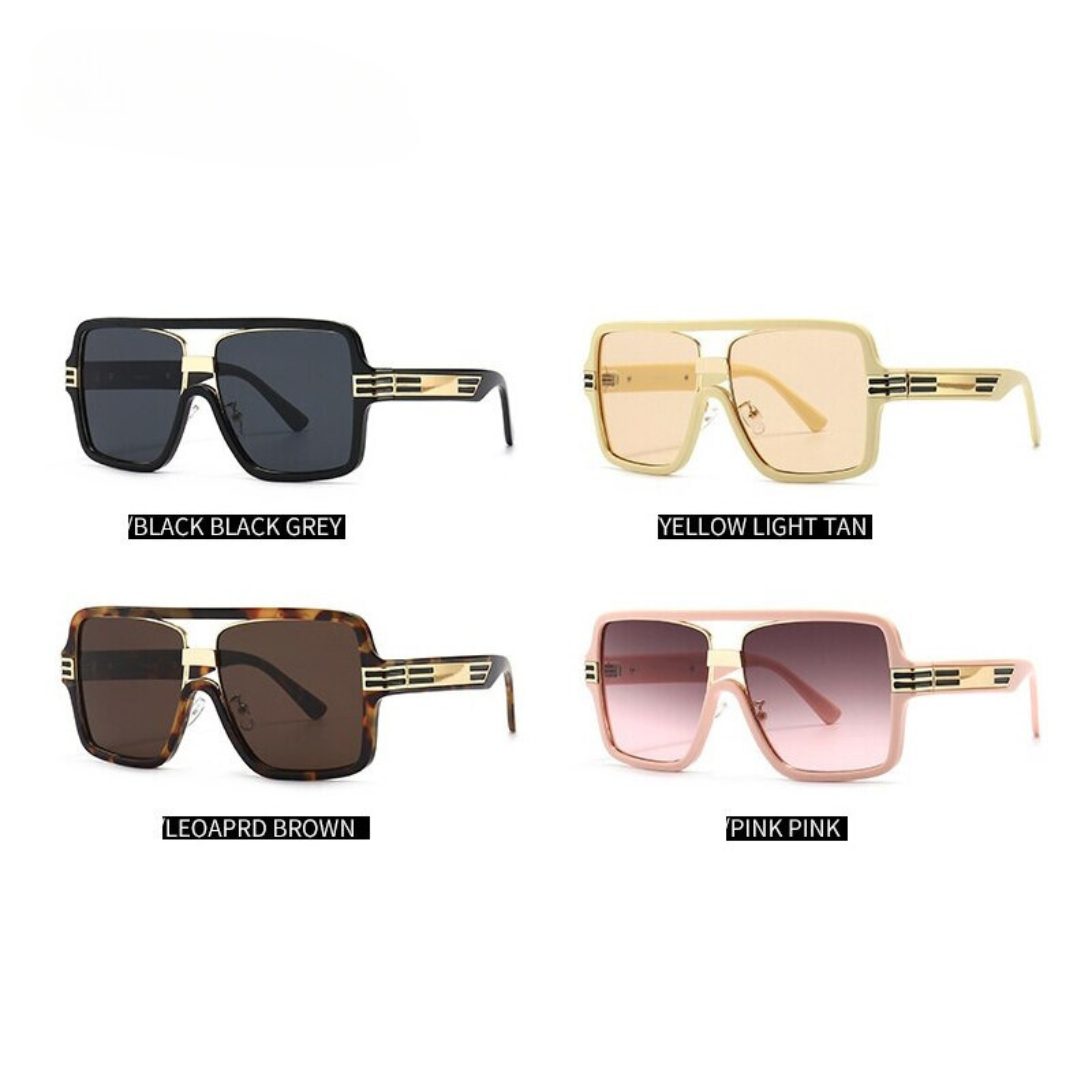 Luxury Oversized Square Sunglasses with Double Bridge for Women | ULZZANG BELLA