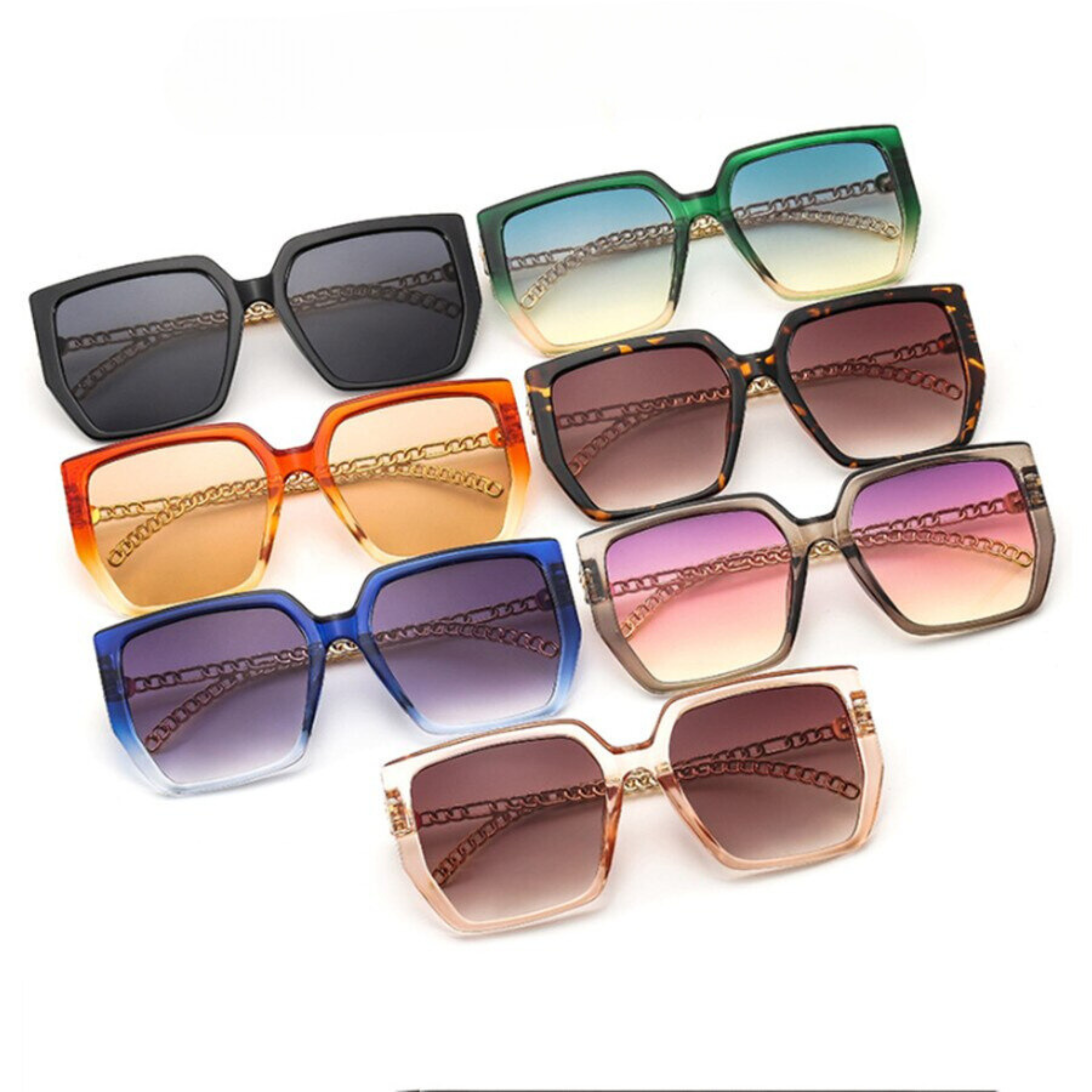 Retro Chic Colorblock Oversized Sunglasses for Women | ULZZANG BELLA
