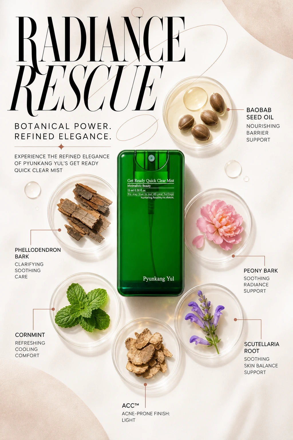 Get Ready Quick Clear Mist 15ml | Pyunkang Yul | Pyunkang Yul Couture Rescue Mist for Radiant Skin