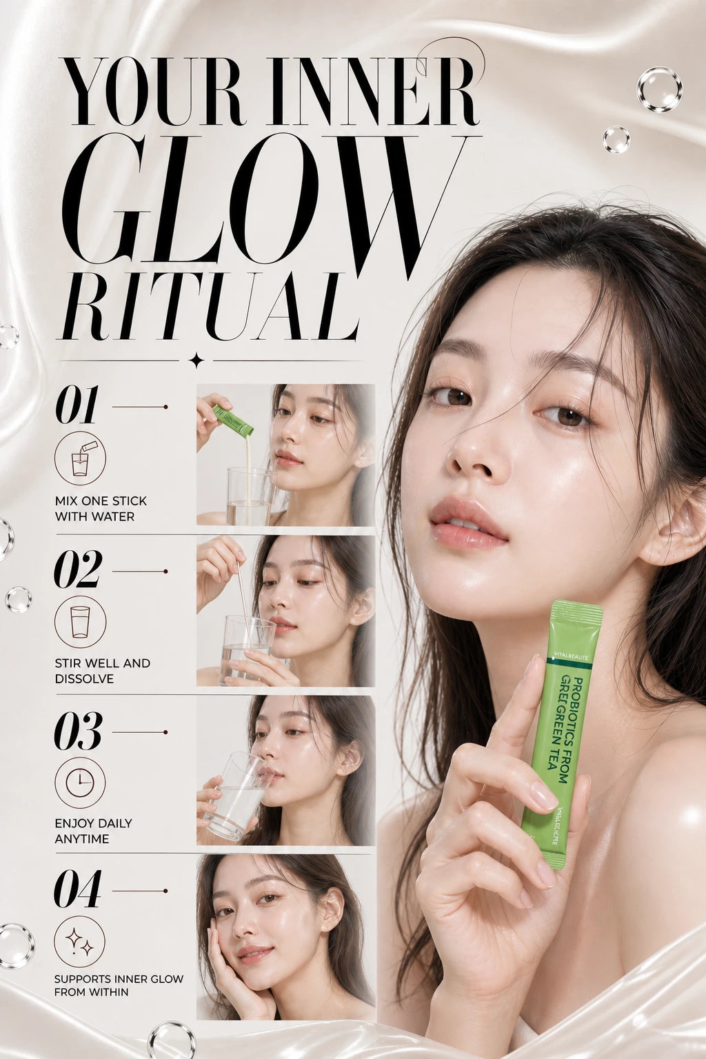 Green Tea Probiotics for Radiant Glow | Vital Beautie | Vital Beautie Green Tea Probiotics - Artisanal Skin Elixir