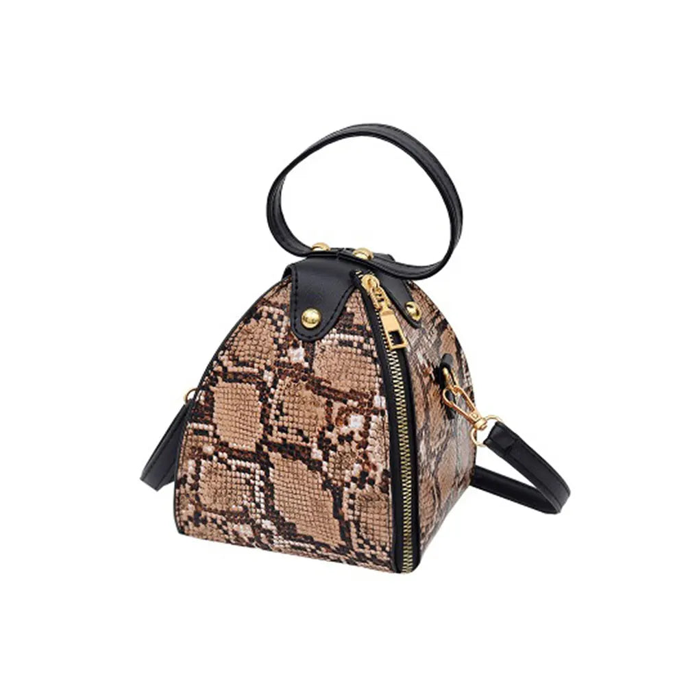 Leopard Print Pyramid Clutch Handbag | ULZZANG BELLA