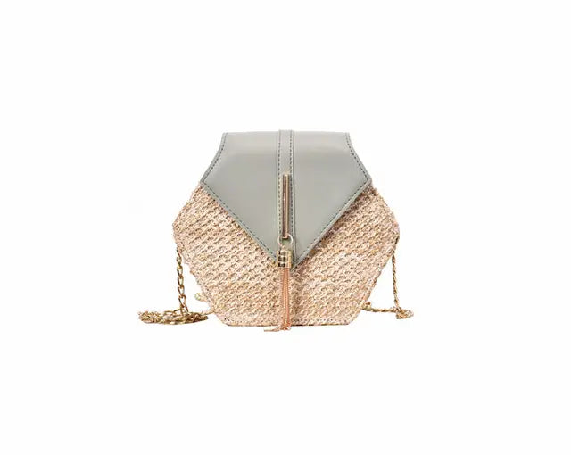 Bohemian Chic Handcrafted Rattan Shoulder Bag with Tassel Detail | ULZZANG BELLA