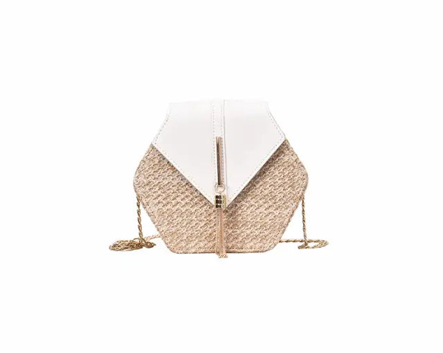 Bohemian Chic Handcrafted Rattan Shoulder Bag with Tassel Detail | ULZZANG BELLA