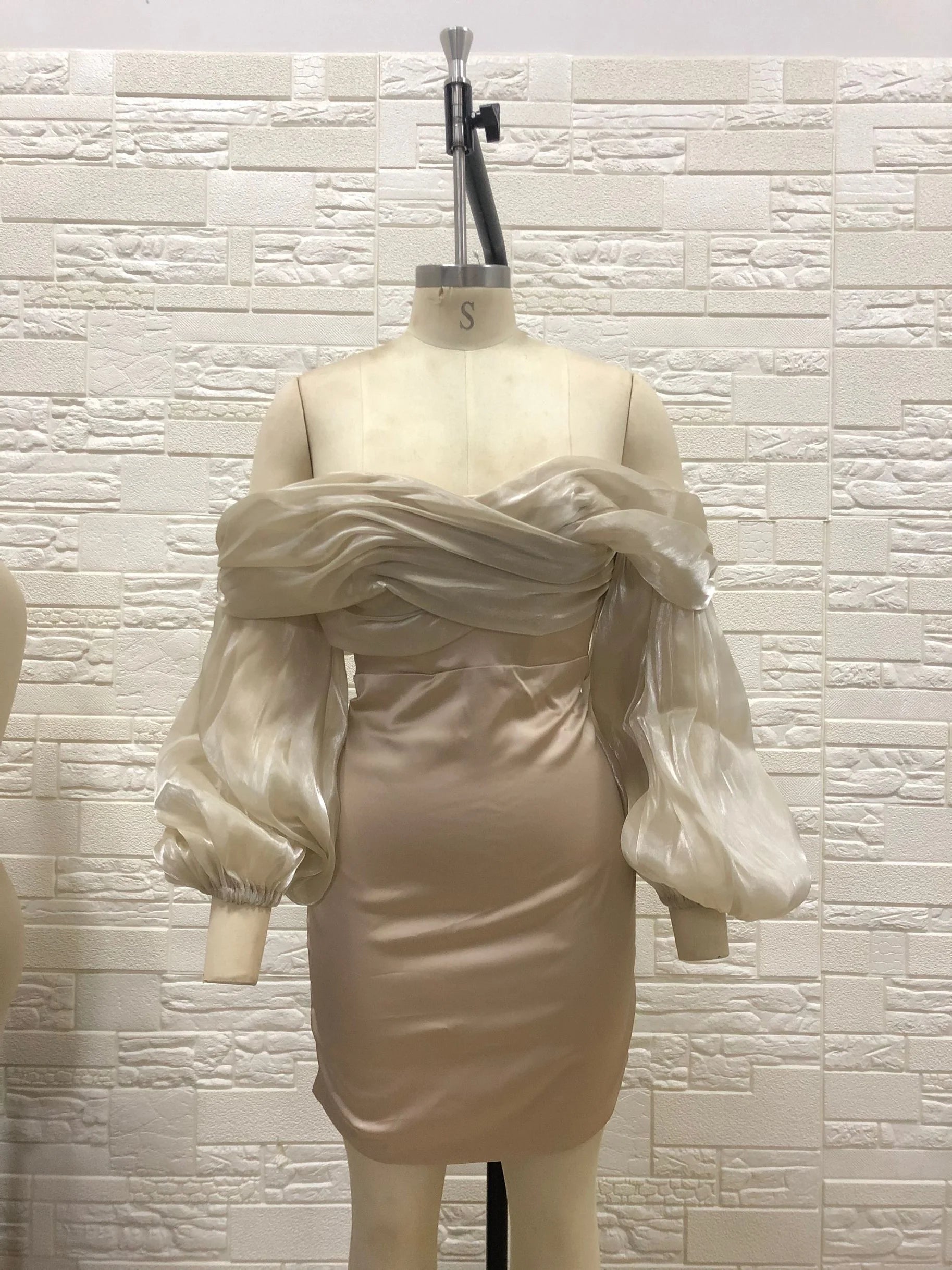 Luxurious Mesh Puff Sleeve Bodycon Dress for Women | ULZZANG BELLA