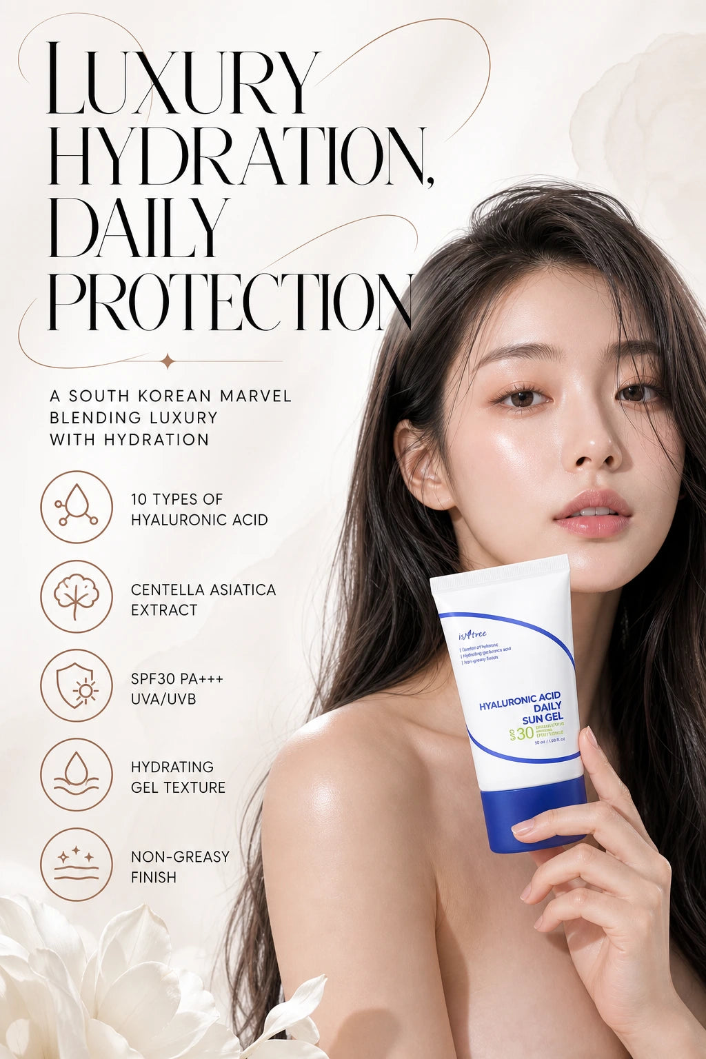 Hyaluronic Acid Daily Sun Gel 50ml | ISNTREE | ISNTREE Hyaluronic Acid Sunscreen - Artisanal Hydration Gel
