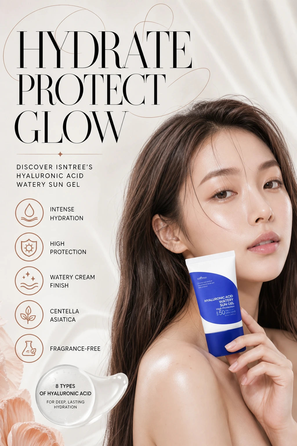 Hyaluronic Acid Watery Sun Gel 50ml | ISNTREE | ISNTREE Hyaluronic Acid Sun Gel - Artisanal Luxury Hydration