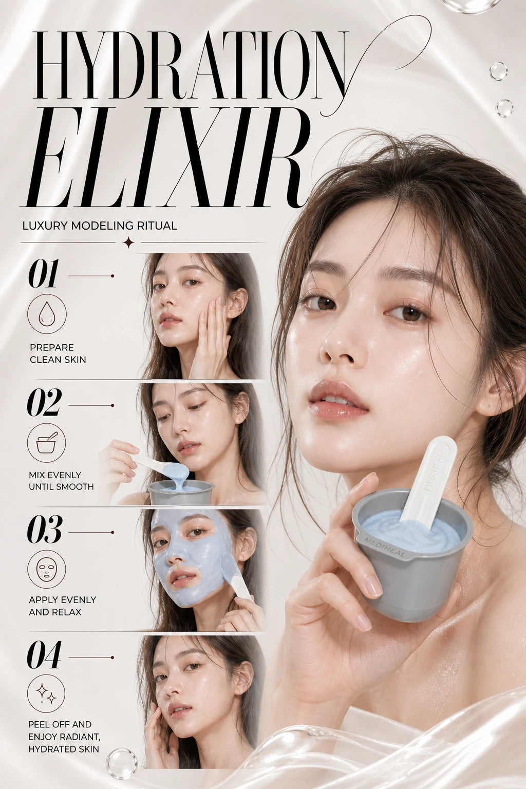 Hydration Elixir Modeling Pack with Hyaluronic Acid | MEDIHEAL | MEDIHEAL Hydration Elixir Modeling Pack - Artisanal Luxury