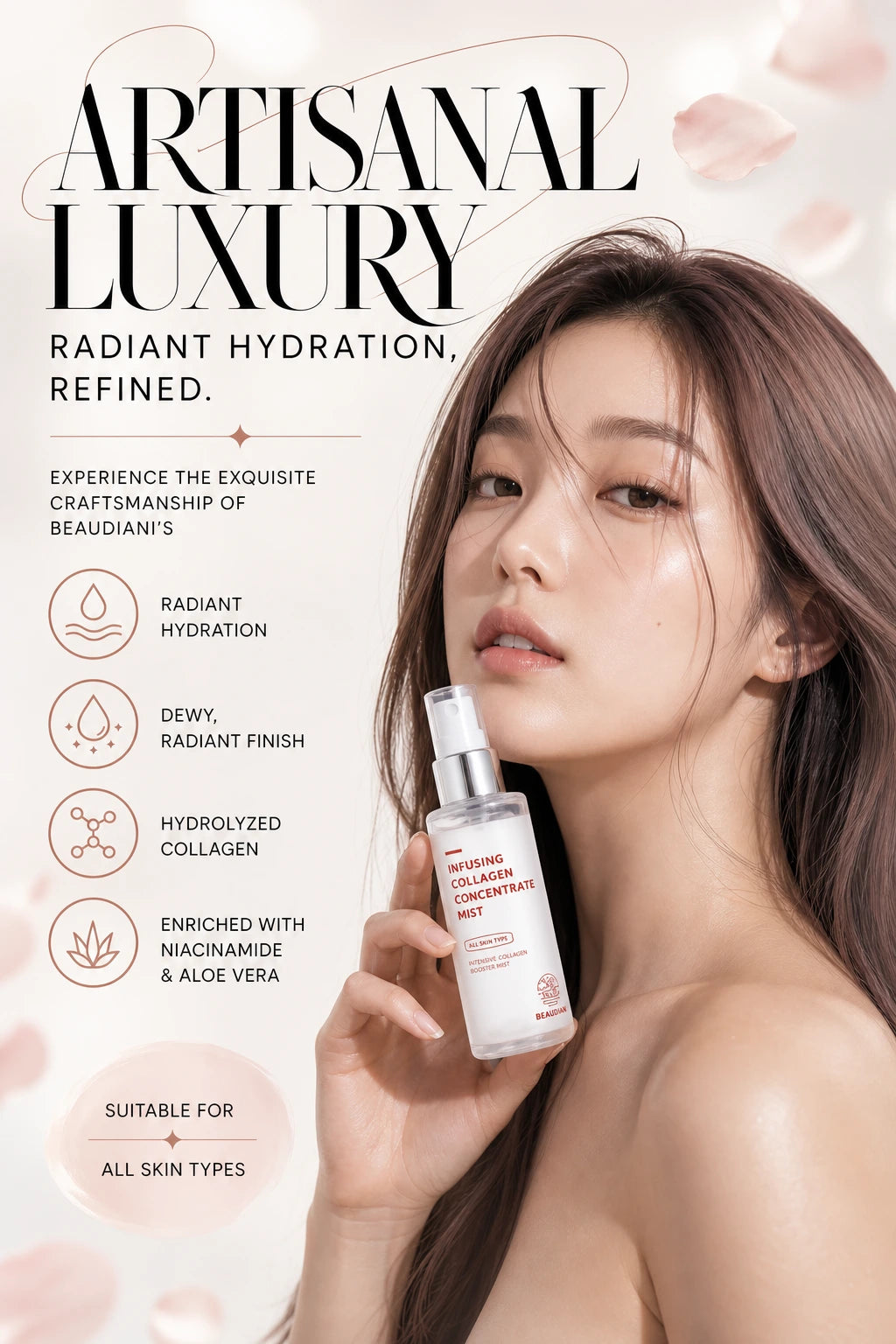 Infusing Collagen Concentrate Mist 50ml | BEAUDIANI | BEAUDIANI Infusing Collagen Mist - Artisanal Luxury Hydration