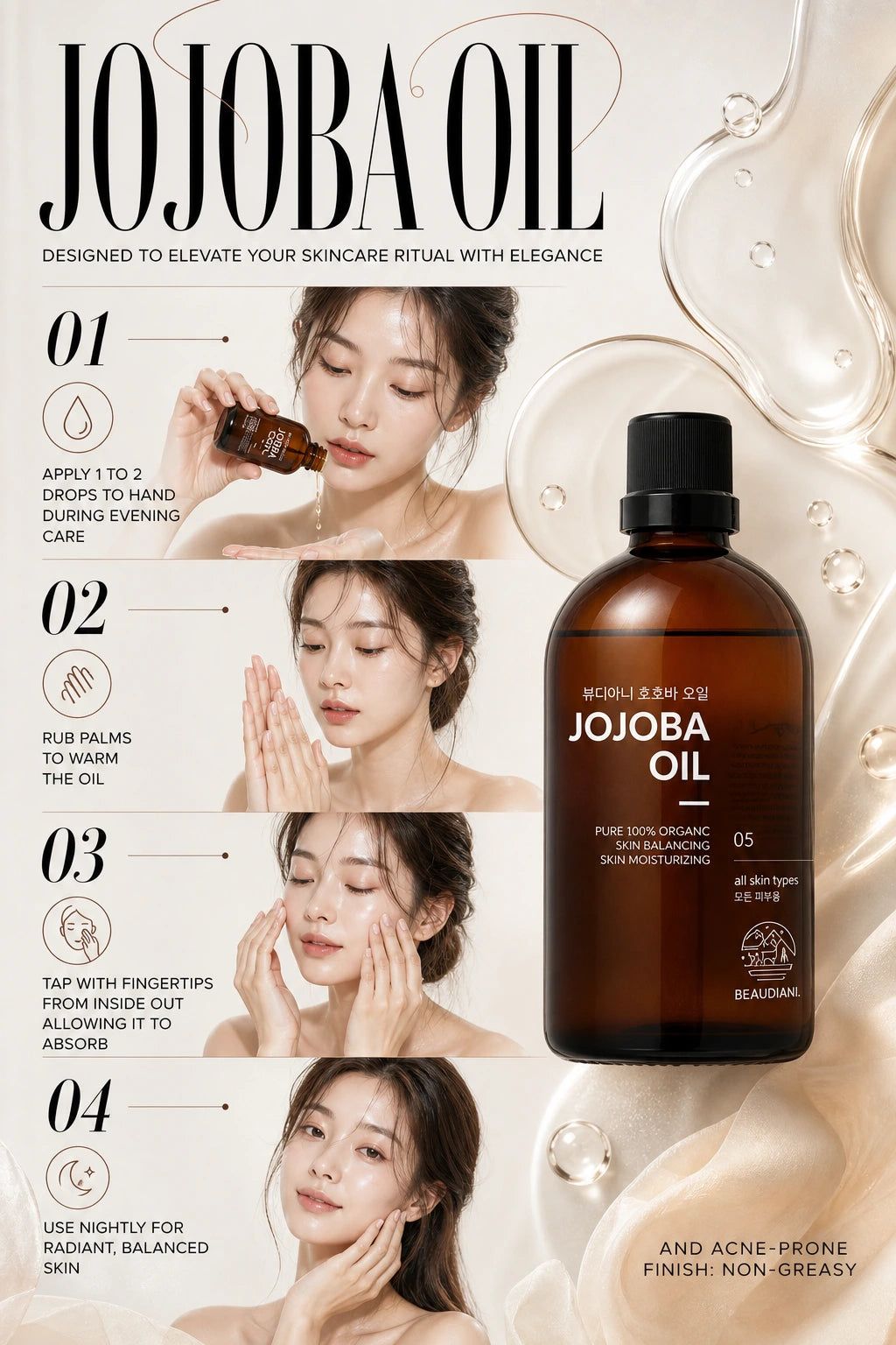 Jojoba Oil 100ml | BEAUDIANI | BEAUDIANI Jojoba Oil 100ml | Artisanal Luxury Facial Oil