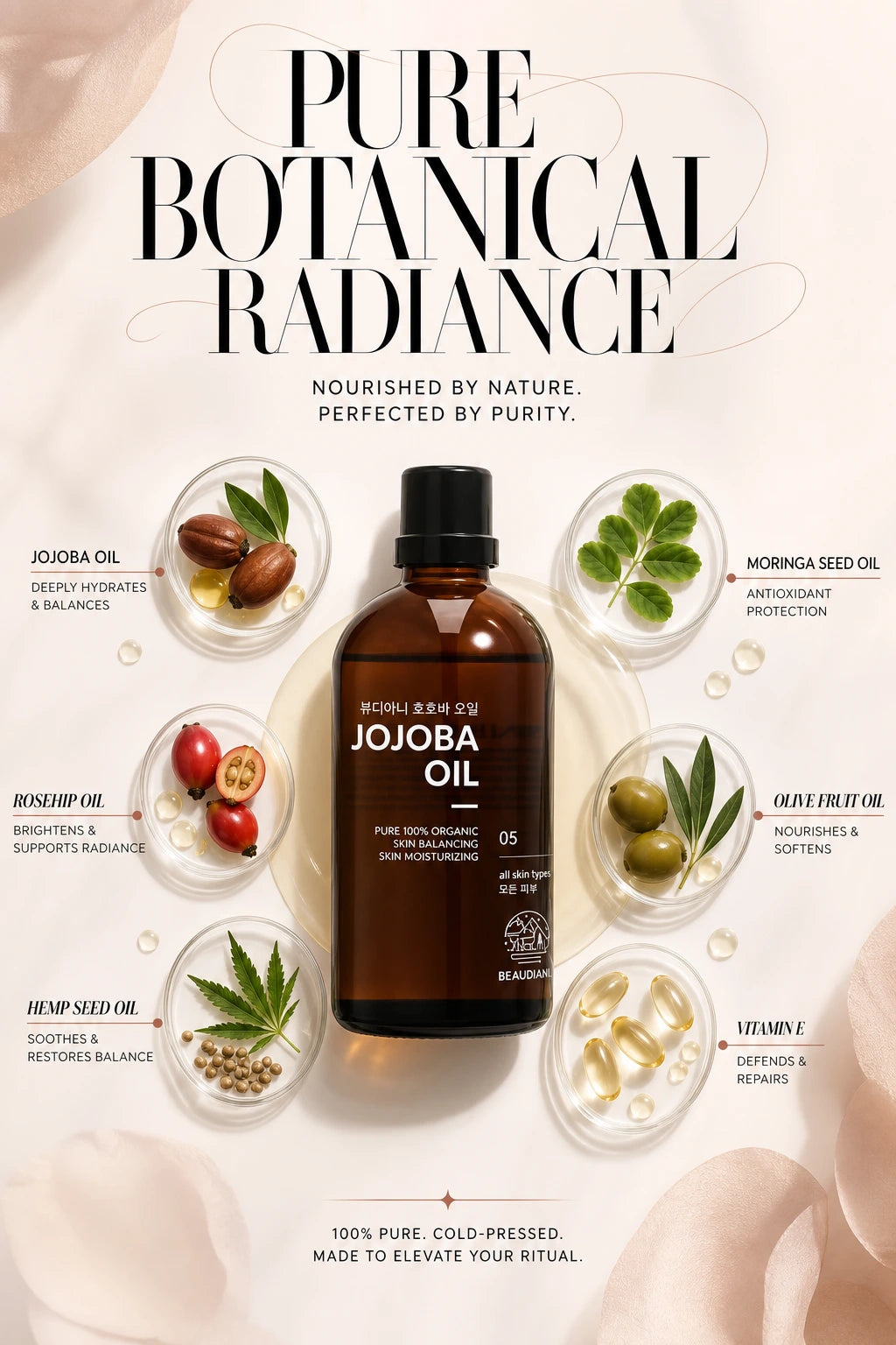 Jojoba Oil 100ml | BEAUDIANI | BEAUDIANI Jojoba Oil 100ml | Artisanal Luxury Facial Oil