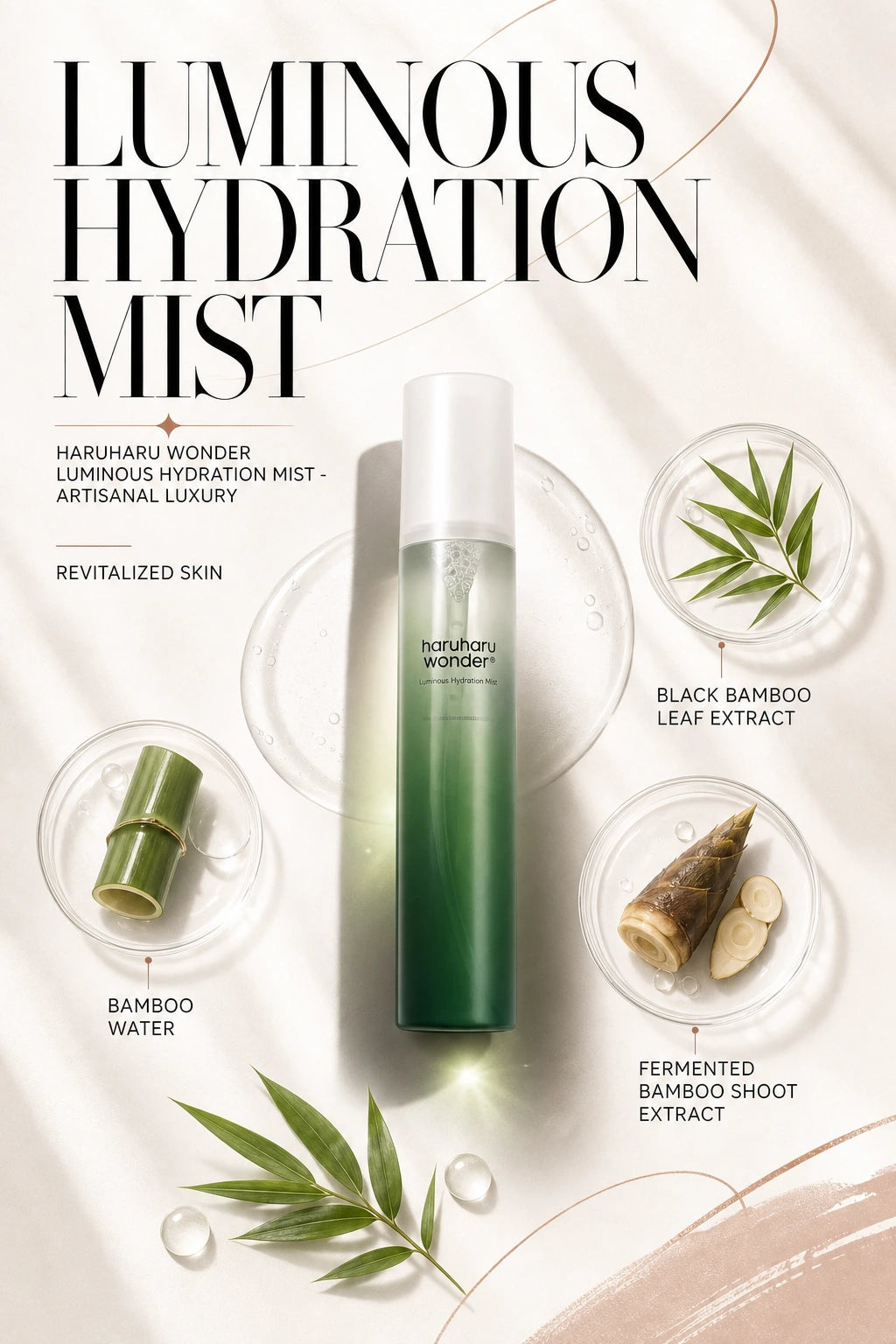 Luminous Hydration Mist with Black Bamboo Extract | Haruharu Wonder | Haruharu Wonder Luminous Hydration Mist - Artisanal Luxury Essence