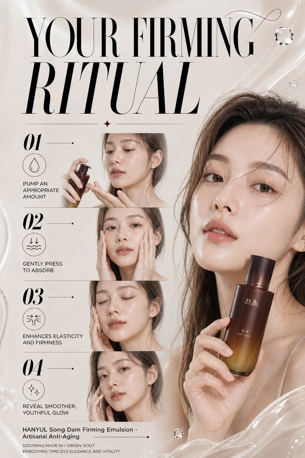 Luxurious Firming Emulsion with Ginseng & Pine Extracts | HANYUL | HANYUL Song Dam Firming Emulsion - Artisanal Anti-Aging Cream