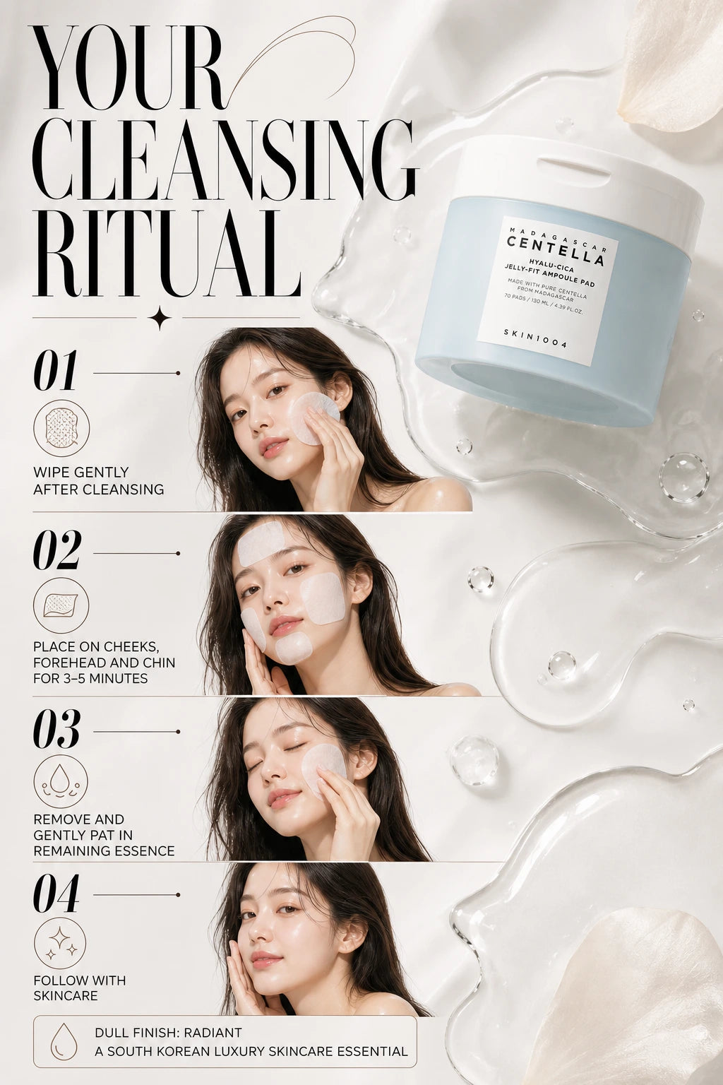 Madagascar Centella Hyalu-Cica Jelly-Fit Ampoule Pad 60pads | SKIN1004 | SKIN1004 Couture Ampoule Pads for Luxurious Hydration