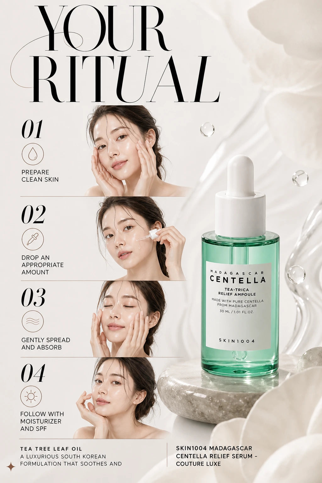 Madagascar Centella Tea-Trica Relief Ampoule 30ml | SKIN1004 | SKIN1004 Madagascar Centella Relief Serum - Couture Luxe Elixir