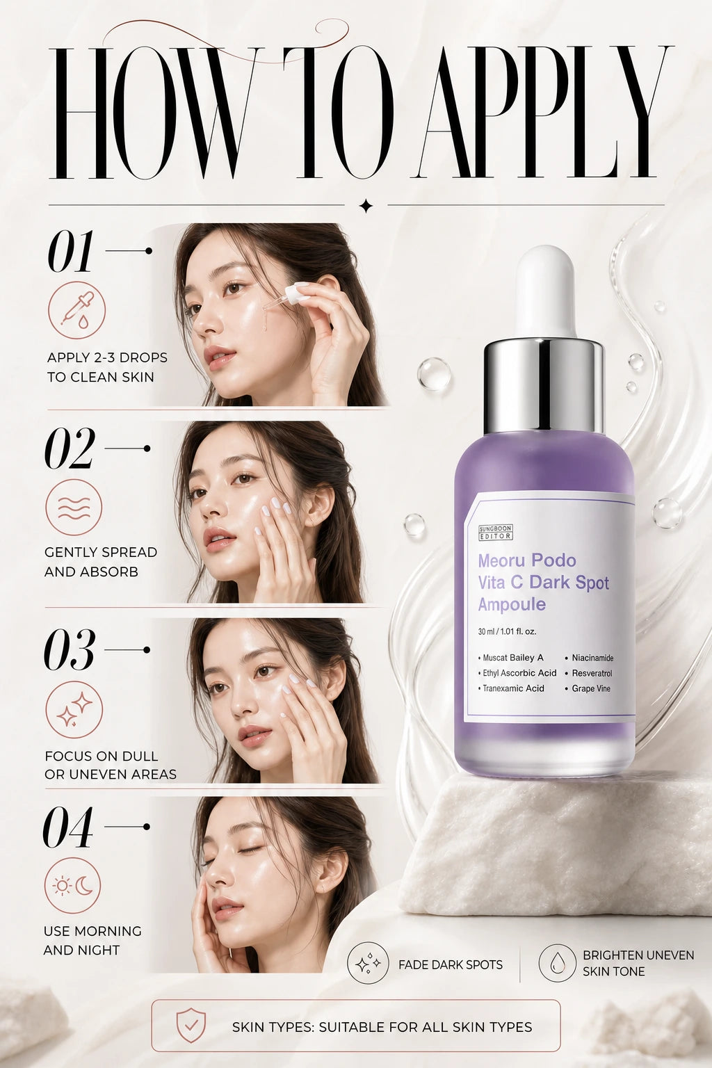Meoru Podo VitaC Dark Spot Ampoule 30ml | Sungboon Editor | Sungboon Editor Vita C Dark Spot Ampoule | Brightening Serum