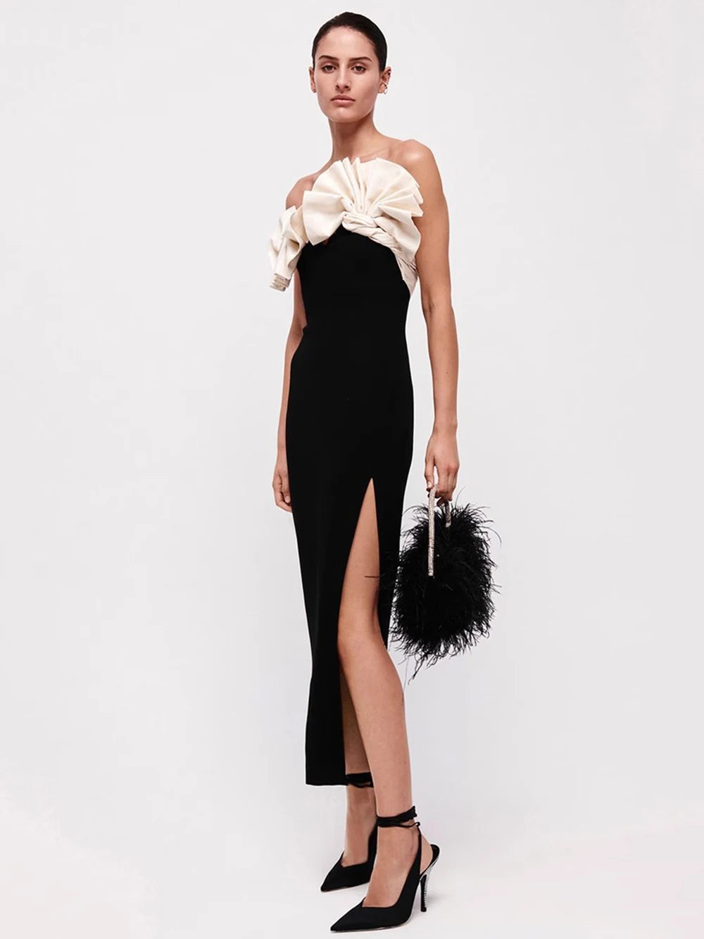 Elegant Bandage Strapless Bodycon Dress for Women | ULZZANG BELLA
