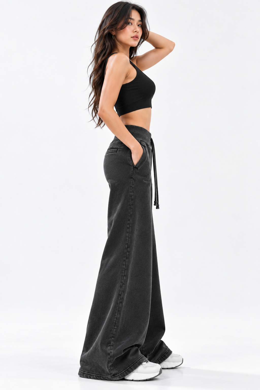 Vintage Wash Flared Fleece Workout Pants | ULZZANG BELLA