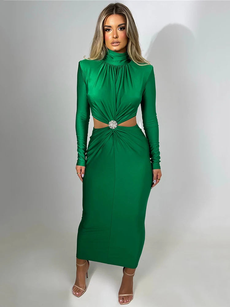 Luxurious Hollow Out Maxi Bodycon Dress for Women | ULZZANG BELLA