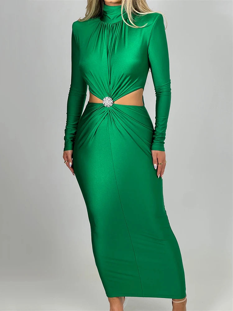 Luxurious Hollow Out Maxi Bodycon Dress for Women | ULZZANG BELLA