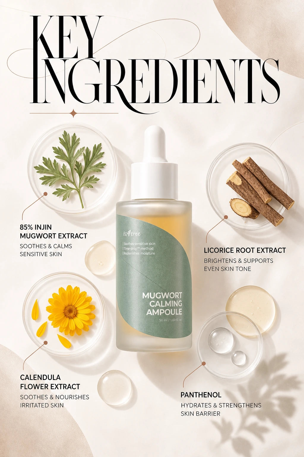 Mugwort Calming Ampoule 50ml | ISNTREE | ISNTREE Mugwort Calming Serum - Handcrafted Luxury Hydration