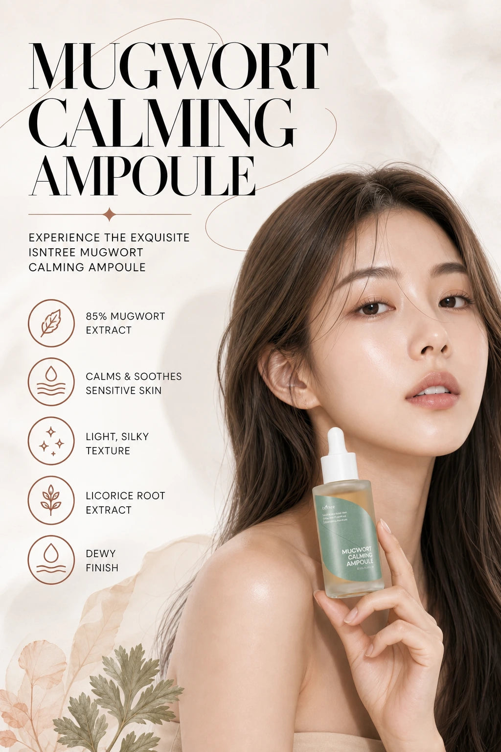 Mugwort Calming Ampoule 50ml | ISNTREE | ISNTREE Mugwort Calming Serum - Handcrafted Luxury Hydration