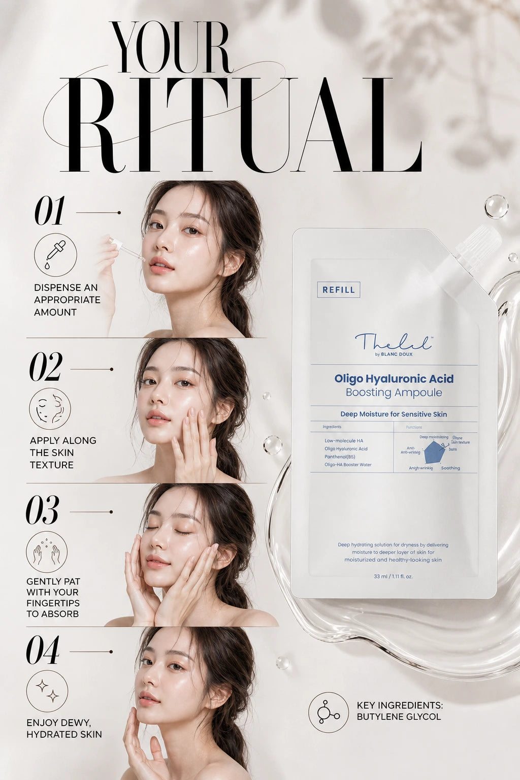 Oligo Hyaluronic Acid Boosting Ampoule 33ml REFILL | The LAB by BLANC DOUX | The LAB by BLANC DOUX Oligo Hyaluronic Acid Couture Serum
