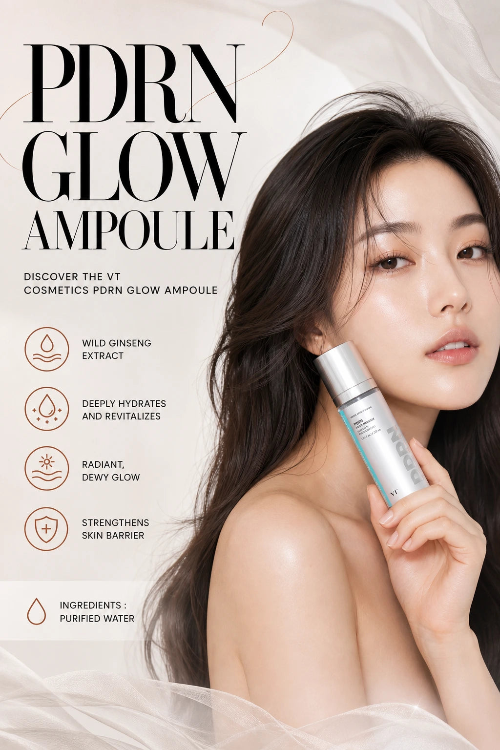 PDRN Glow Ampoule 100ml | VT Cosmetics | VT Cosmetics PDRN Glow Ampoule - Handcrafted Luxury Serum
