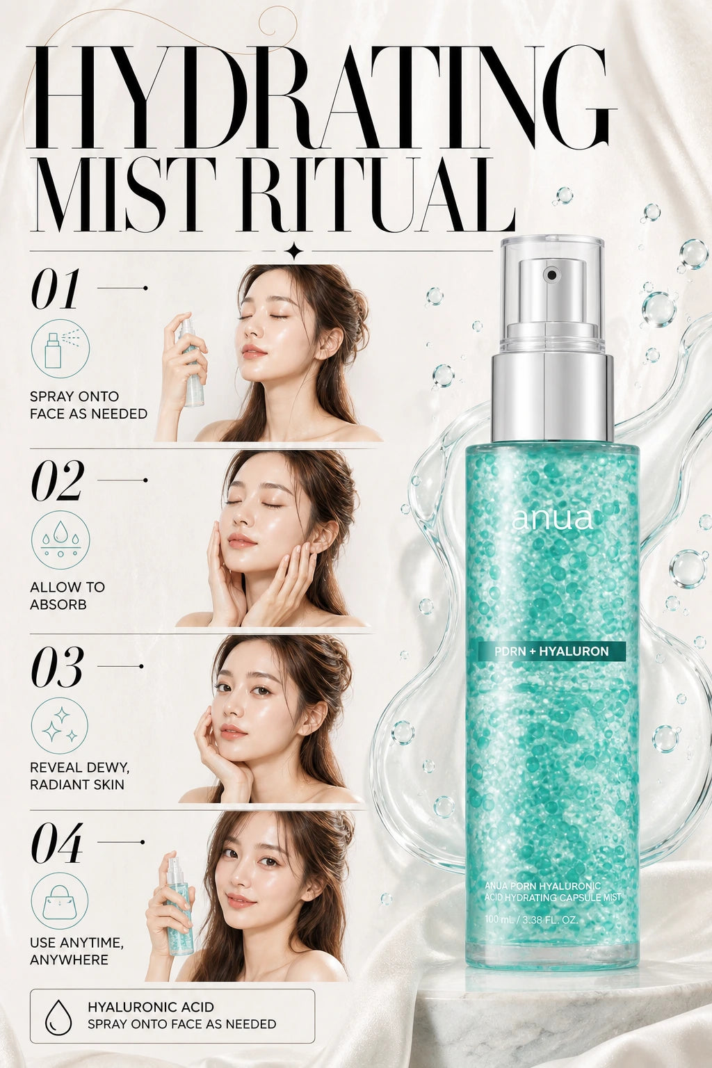 PDRN Hyaluronic Acid Hydrating Capsule Mist | Anua | Anua PDRN Hydrating Mist - Artisanal Luxury Hydration
