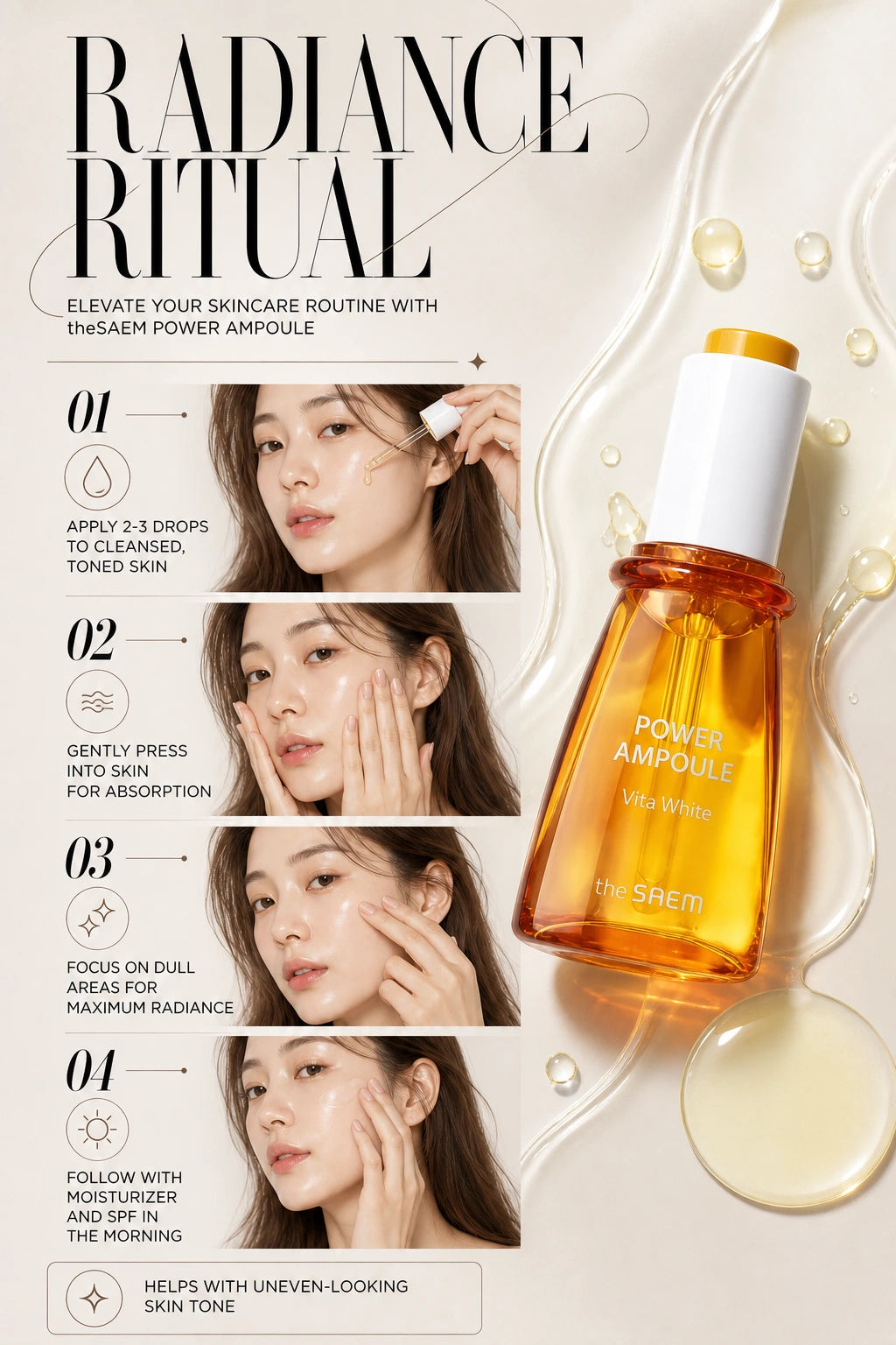 Power Ampoule Vita White 35ml | theSAEM | theSAEM Power Ampoule Vita White – Artisanal Brightening Serum