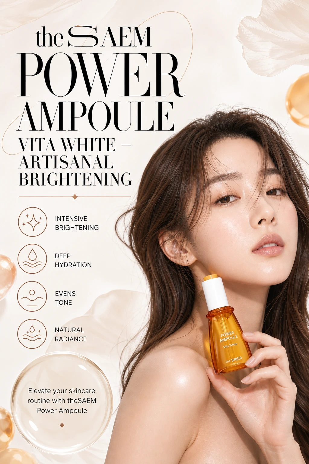 Power Ampoule Vita White 35ml | theSAEM | theSAEM Power Ampoule Vita White – Artisanal Brightening Serum