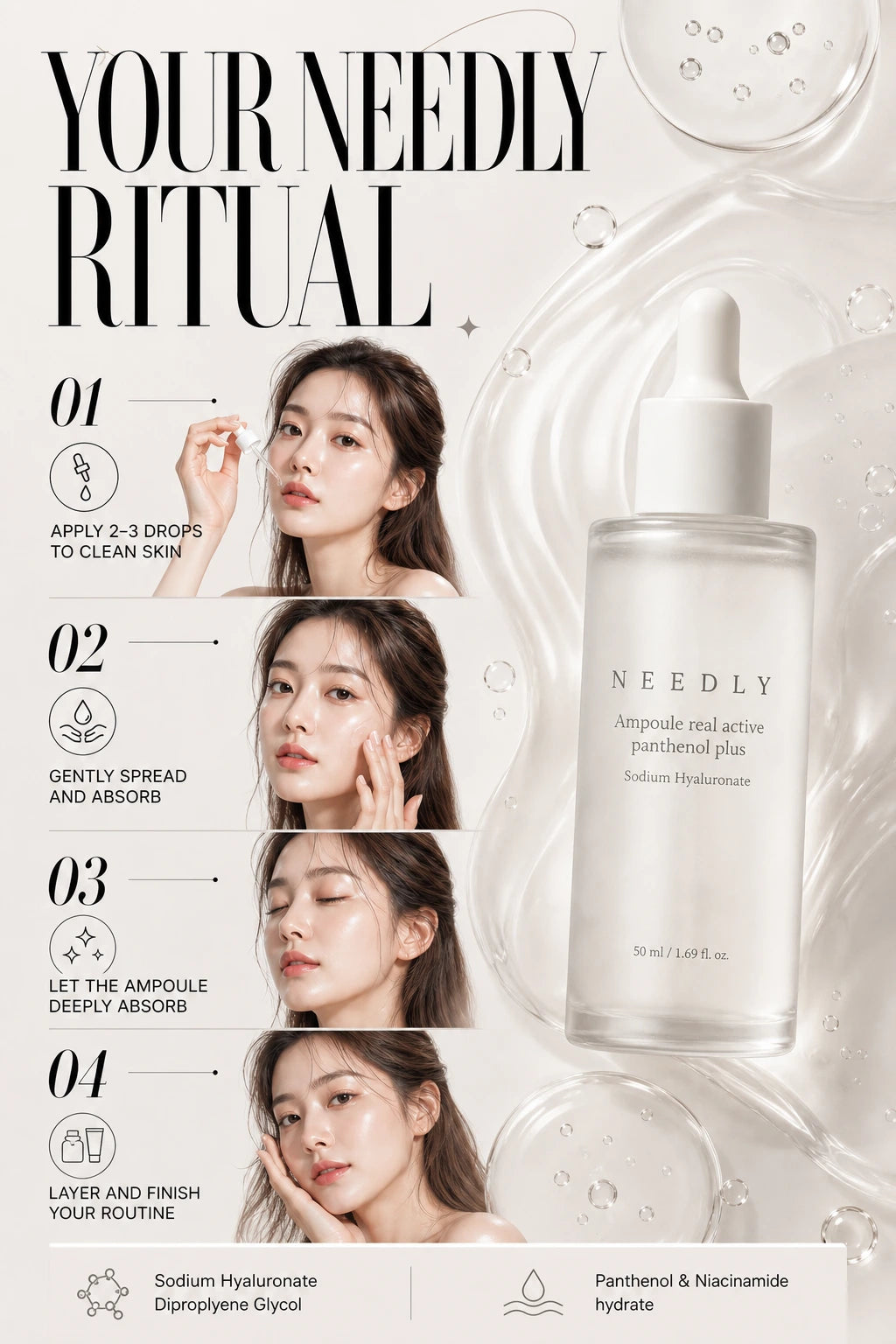 Real Active Panthenol Plus Ampoule 50ml | NEEDLY | NEEDLY Real Active Panthenol Plus Ampoule 50ml | Vitamin B5 & B3 Serum