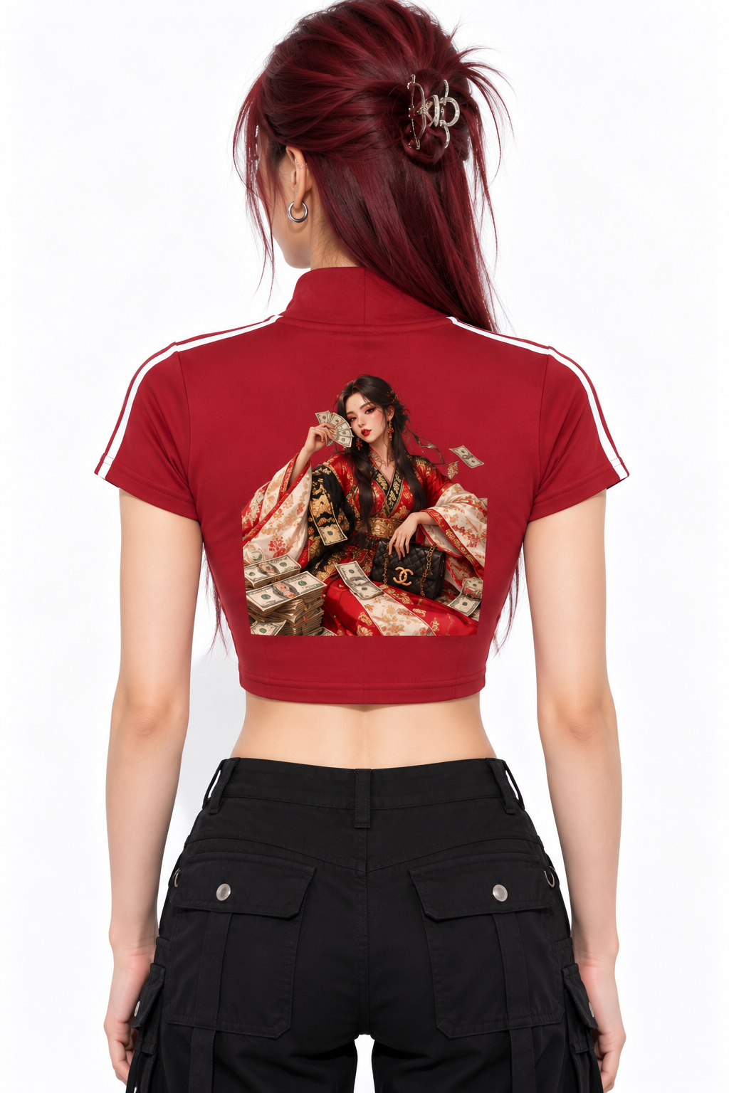 ULZZANG BELLA Joseon Baddie Cropped Zip-Up Tee for Confident Style