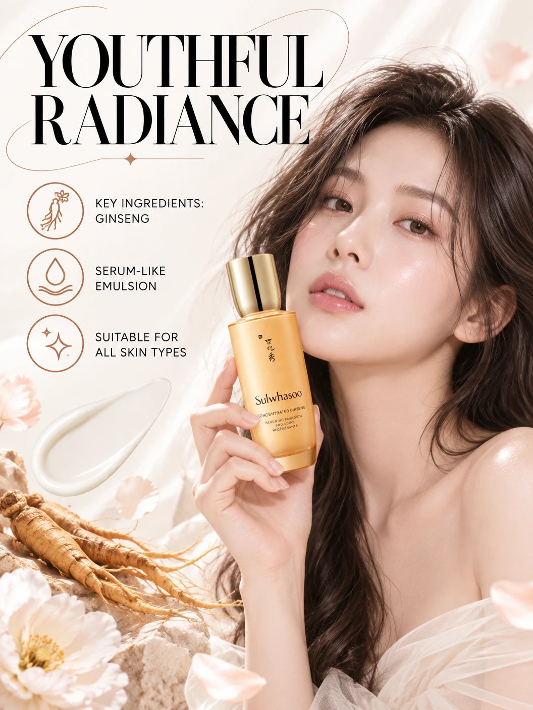 Revitalising Ginseng Emulsion EX for Youthful Radiance | Sulwhasoo | Sulwhasoo Revitalising Ginseng Emulsion EX - Artisanal Serum