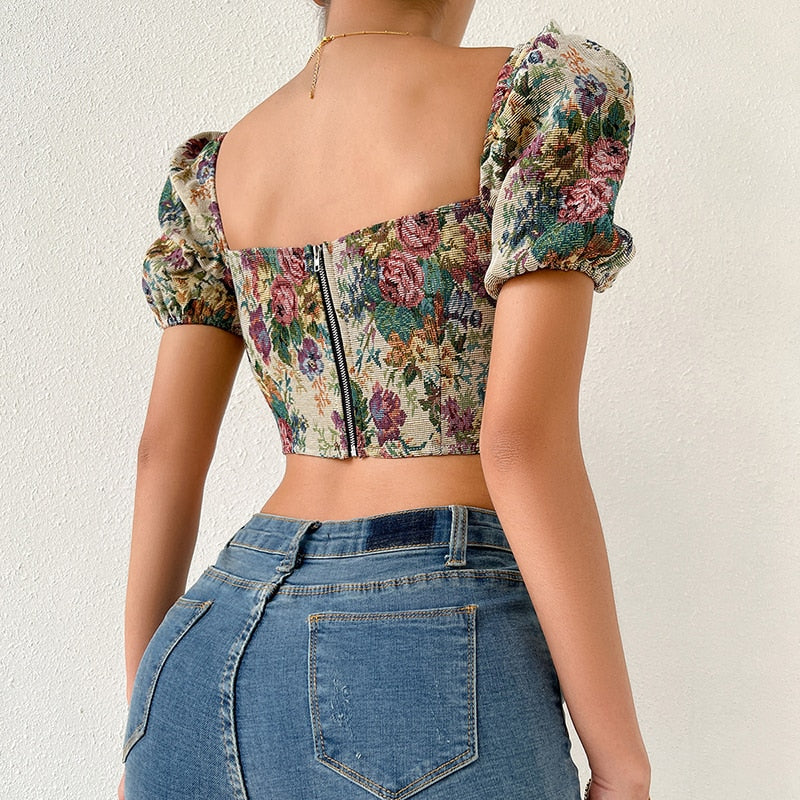 French Floral Camisole Bustier Corset for Women | ULZZANG BELLA