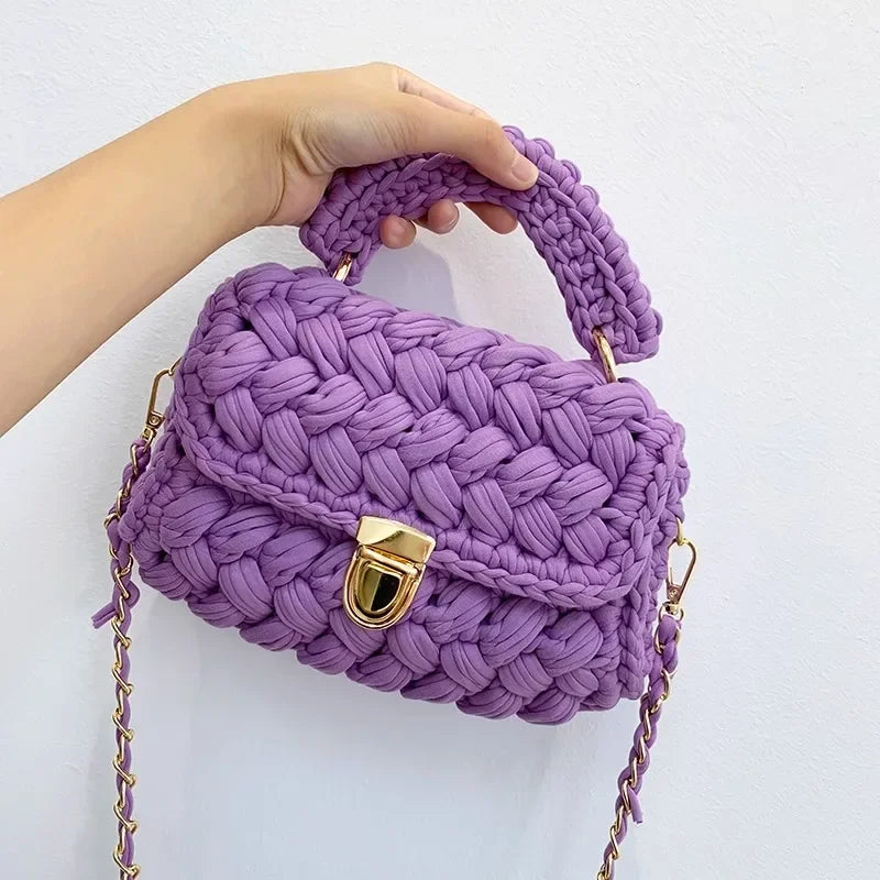 Lucienne Woven Chain-Strap Crossbody Handbag | ULZZANG BELLA