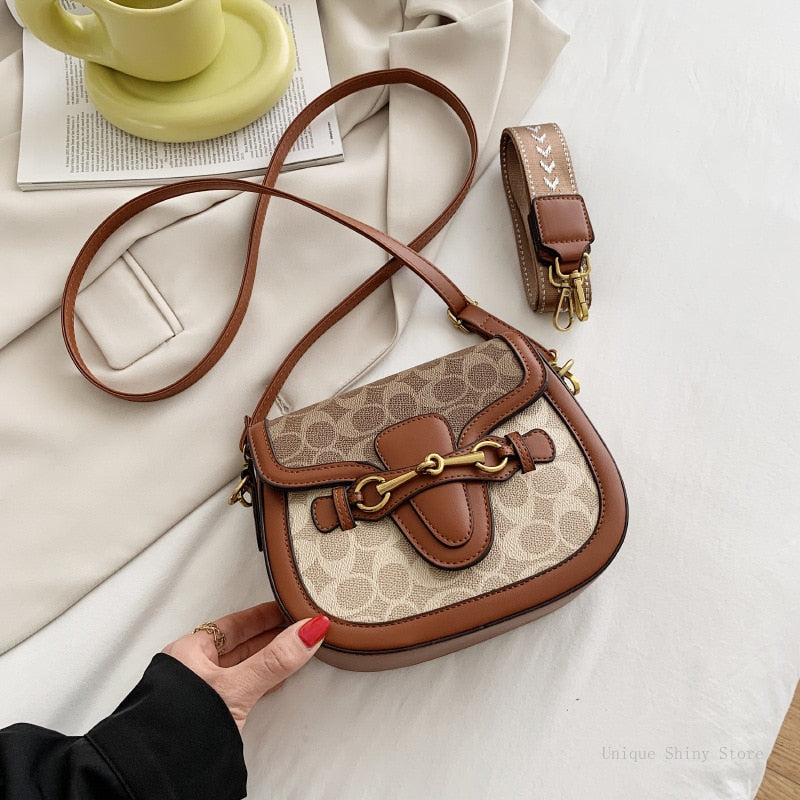 Luxury Retro Chic Crossbody Saddle Bag for Women | ULZZANG BELLA