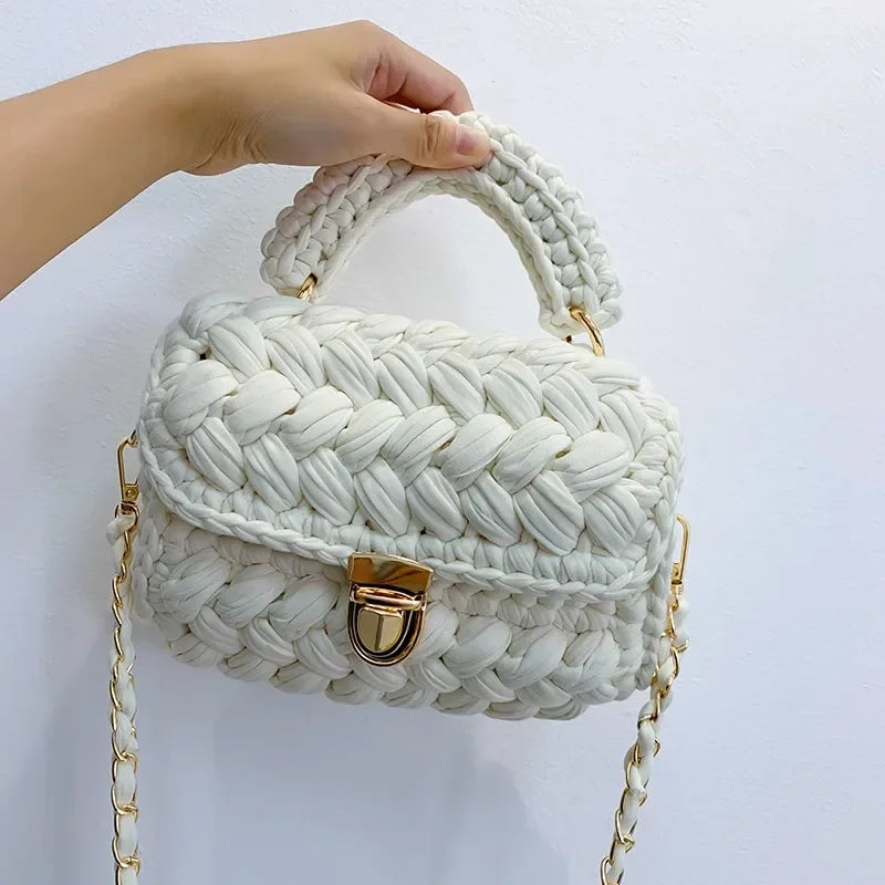 Lucienne Woven Chain-Strap Crossbody Handbag | ULZZANG BELLA