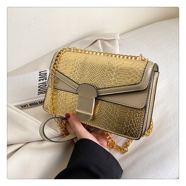 Luxury Python Print Shoulder Chain Handbag for Women | ULZZANG BELLA