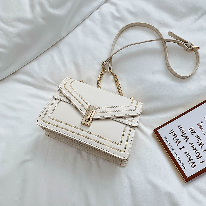 Borsa a tracolla con catena in pelle PU di lusso per donna | ULZZANG BELLA