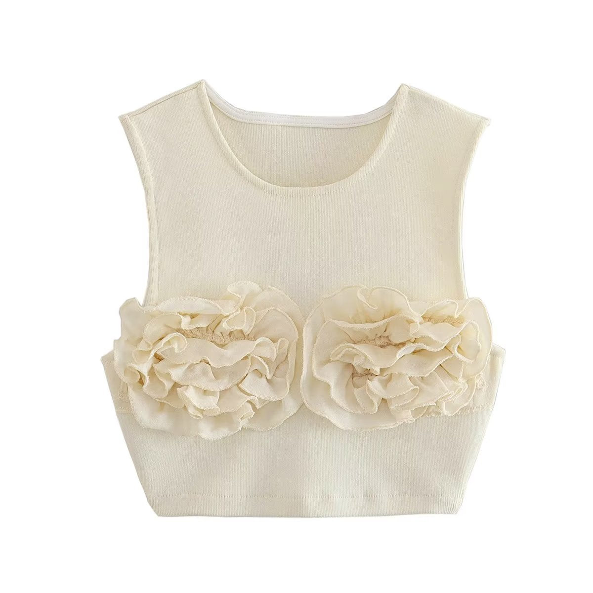 Flirty Chic Ruffled Edge Sleeveless Crop Top for Women | ULZZANG BELLA