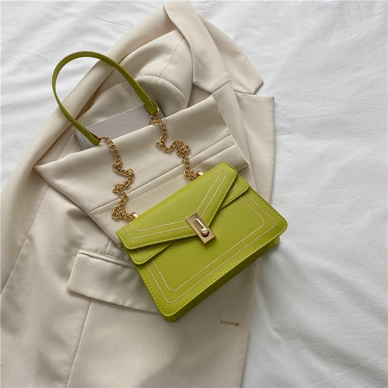 Borsa a tracolla con catena in pelle PU di lusso per donna | ULZZANG BELLA