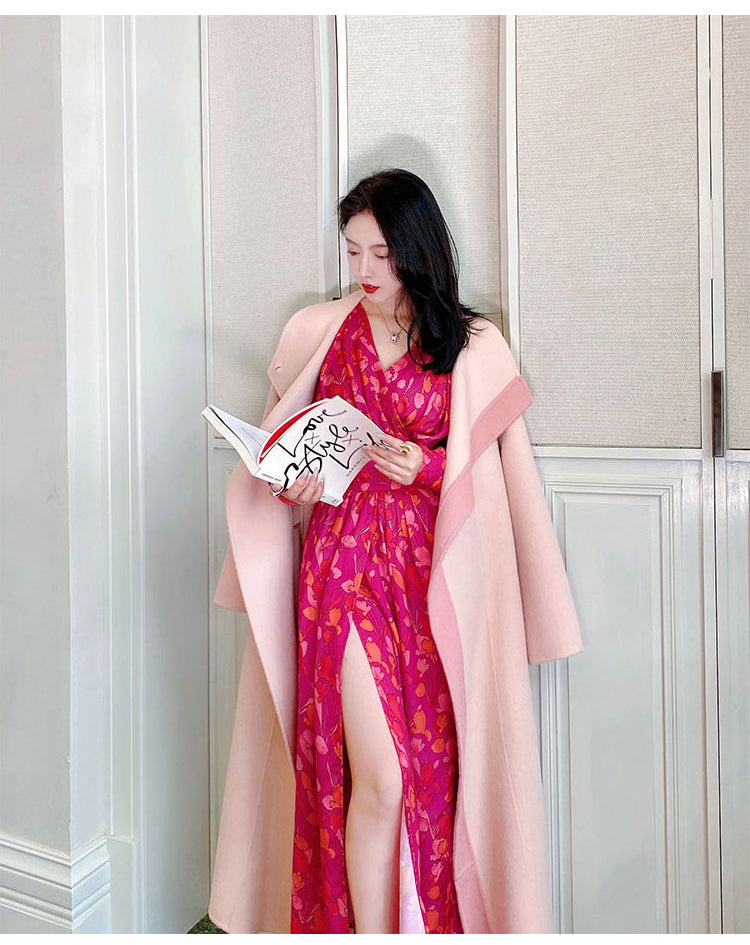Luxury Designer Patchwork Woolen Autumn/Winter Coat for Women | ULZZANG BELLA