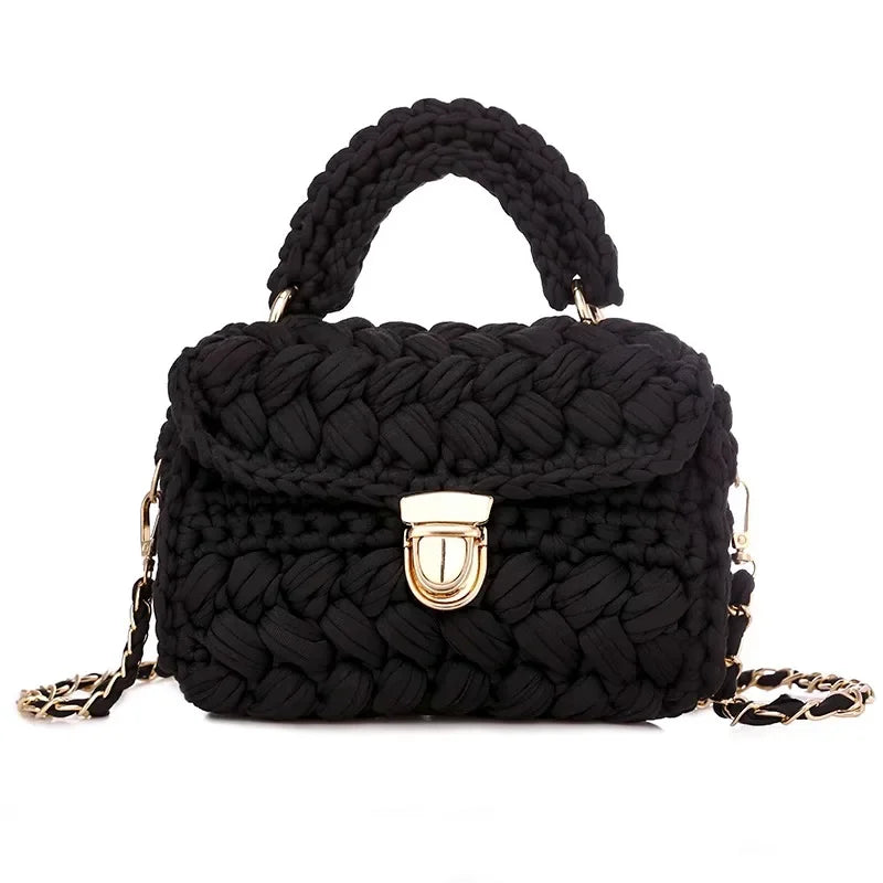 Lucienne Woven Chain-Strap Crossbody Handbag | ULZZANG BELLA