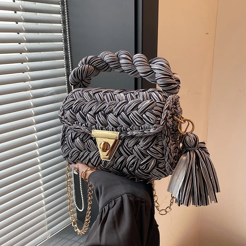 Solène Braided Tassel Shoulder Bag | ULZZANG BELLA