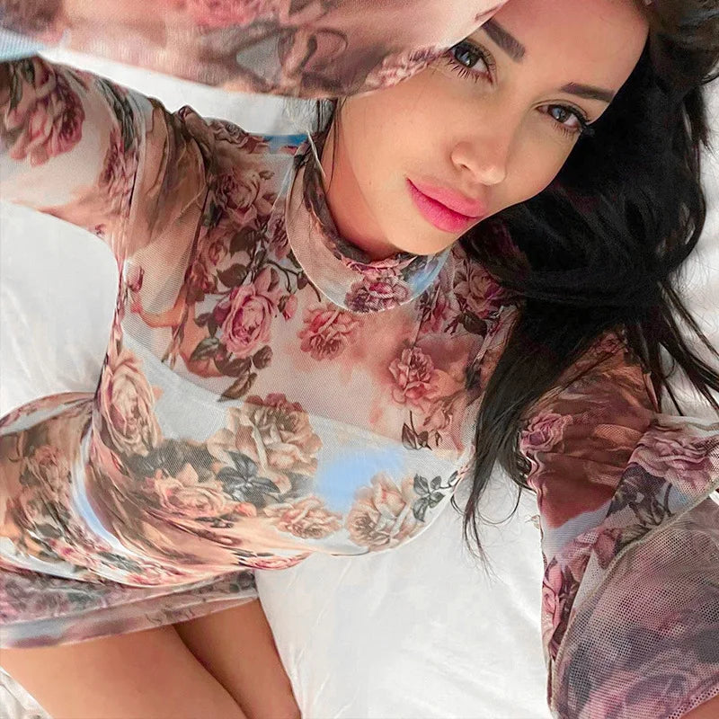 Enchanting Sheer Mesh Bodycon Dress for Women | ULZZANG BELLA